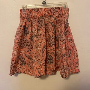 H&M Coral Floral A-Line Skirt